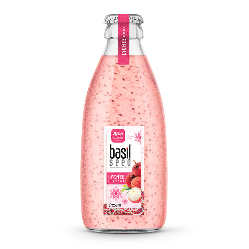 250ml glass bottle Basil seed drink 02