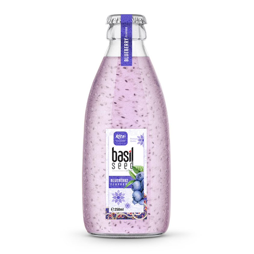 250ml glass bottle Basil seed drink 03