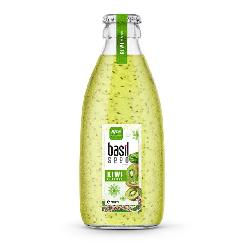 250ml glass bottle Basil seed drink 04