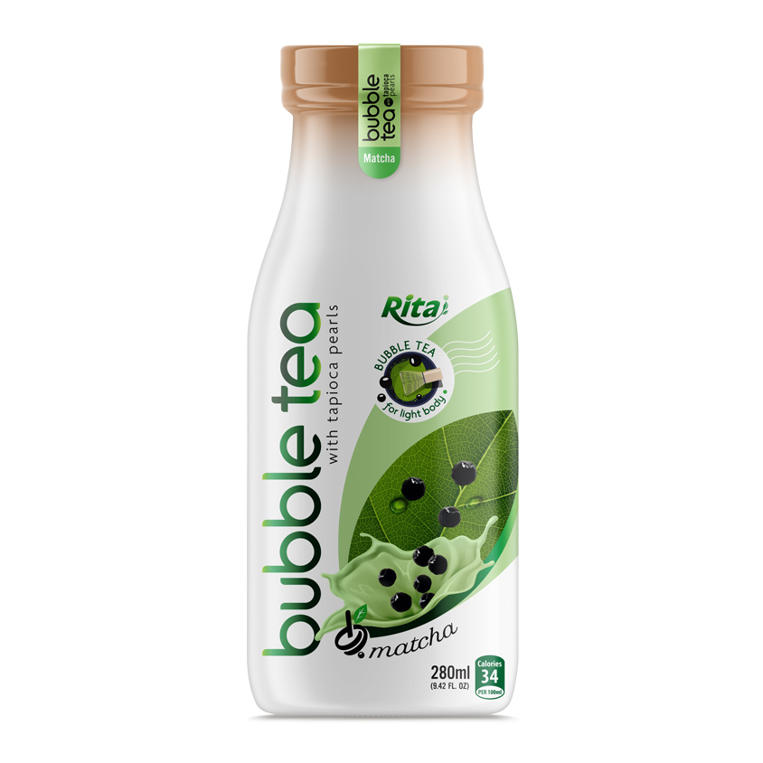 Glass bottle 280ml Bubble Tea with tapioca pearls